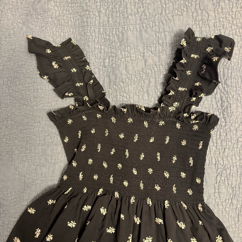 Navy Floral Ruffle Strap Dress hill house Ellie - Picture 2 of 3